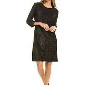 Julia Jordan velour Textured High Round 3/4th Sleeve Lined Sheath Dress- 10